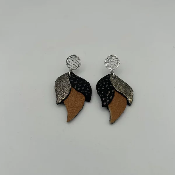 Boucles d’oreilles CANOPÉE cuivré, noir bronze & doré