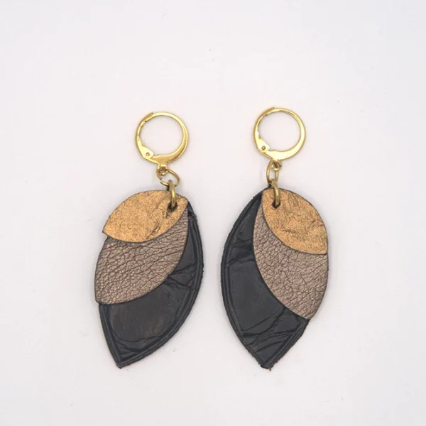 Boucles d'oreilles DREAM noir & or