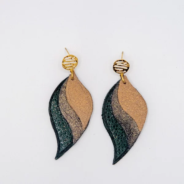 Boucles d'oreilles PLUMES vert