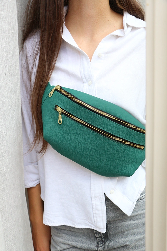 Sac BANANE vert grainé