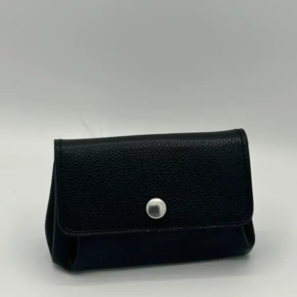 Porte-monnaie L'ESSENTIEL noir grain caviar satiné